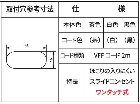 スライドコンセントS仕様他