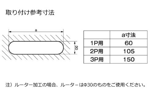 組替式コンセント　取り付け参考寸法