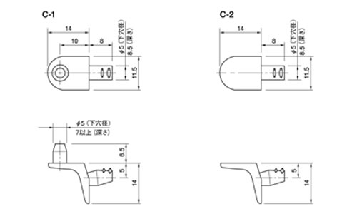 棚ダボ　C-1・C-2の図面