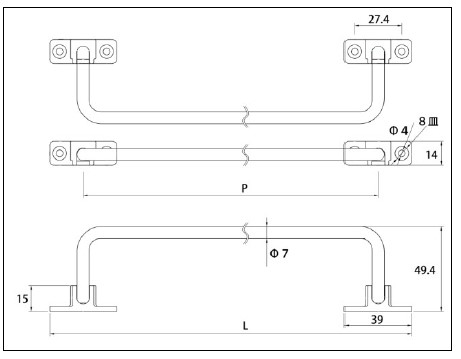 回転フック 310mm / 250mm　/ 220mmの図面