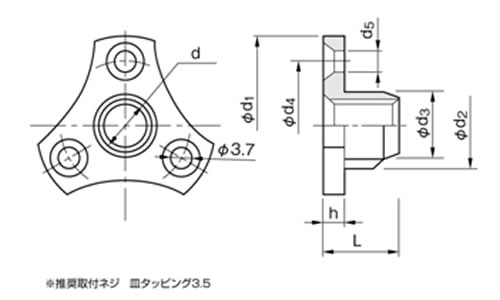 鬼目ナット　Jタイプの図面