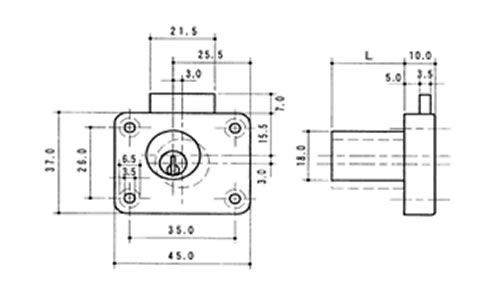 2100型 トータルロック/面付シリンダー錠の図面