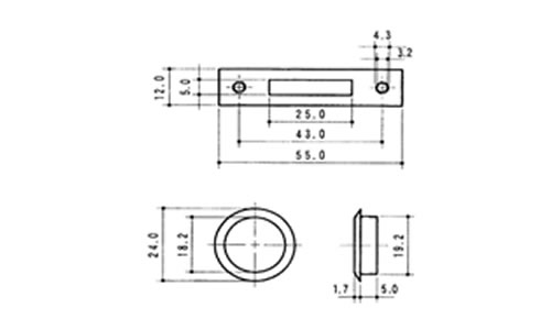 2100型 トータルロック/面付シリンダー錠の図面
