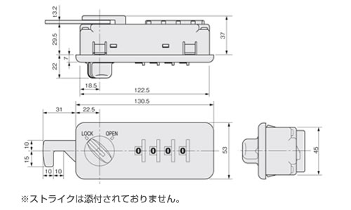 ダイヤル錠　NW200/NW20M　HH015の図面
