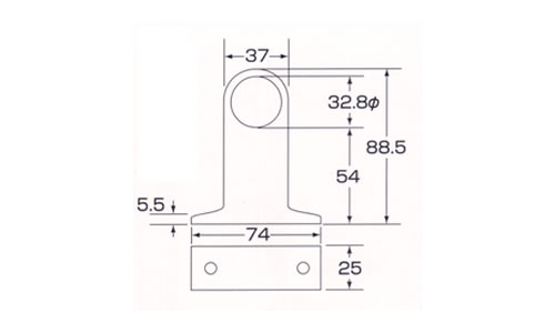 32mm Ａ型首長ブラケット（止）（通）の図面
