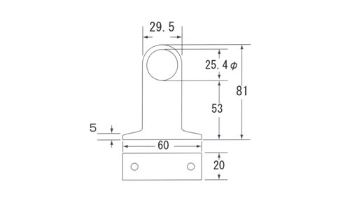 25mm Ａ型首長ブラケット（止）（通）の図面