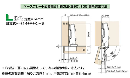 スライドヒンジMFA-U  105°35φ　ワンタッチタイプ