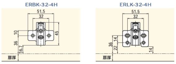 インセットタイプ座金取付寸法図