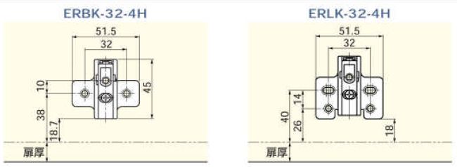 インセットタイプ座金取付寸法図